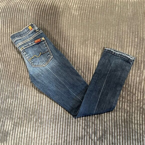 Seven 7 For All Mankind Roxanne Girls Dark Wash Jeans Size 7 - Picture 1 of 9